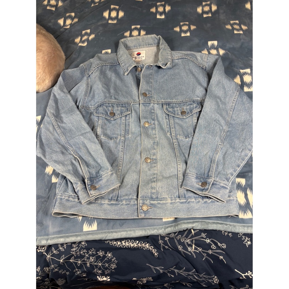 Vintage Pepsi Nothing Else Is A Pepsi Denim Trucker Jacket Light Wash Mens L